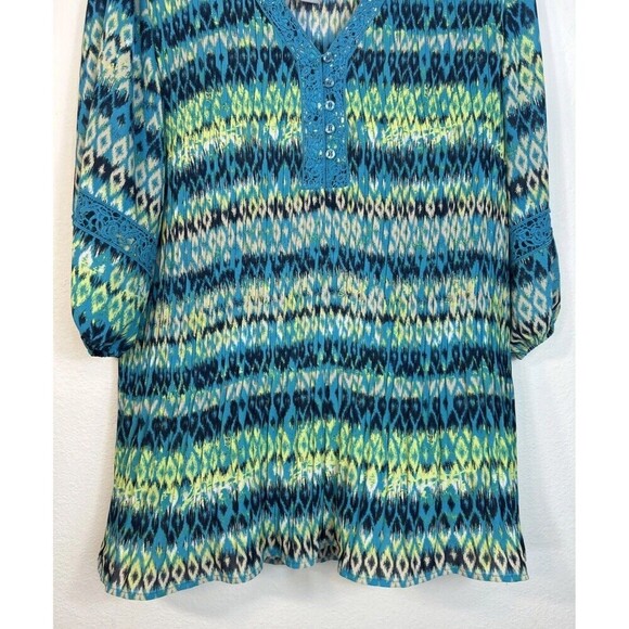 Catherines Teal Abstract Print Blouse Lightweight Pullover Plus Size 3X (26/28) - Picture 6 of 11